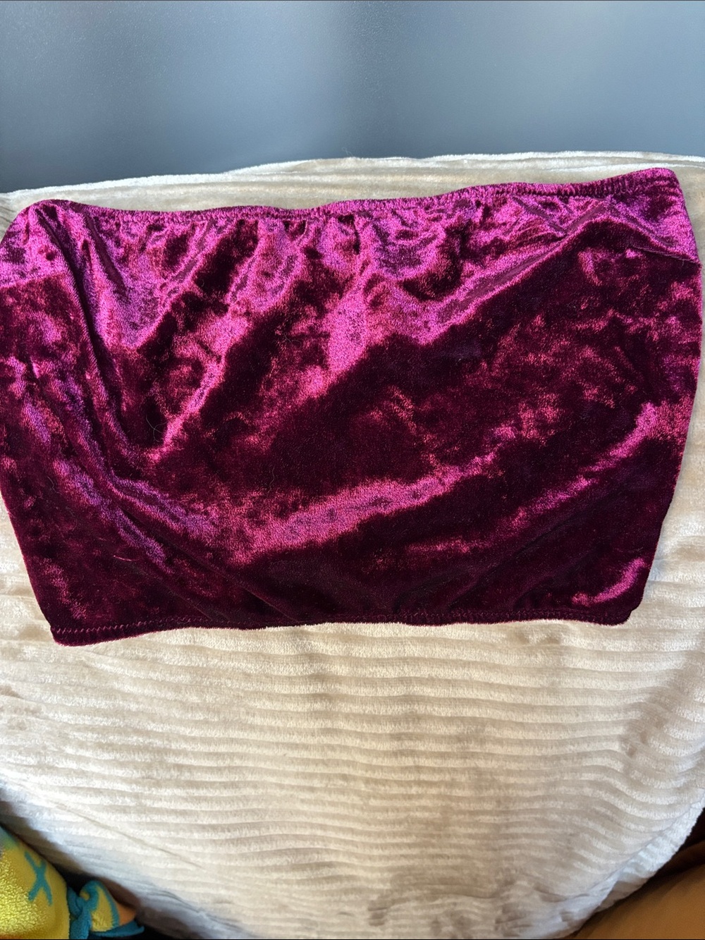 Velvet Bandeau Tube Top - Deep Berry